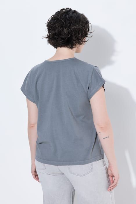 T-shirt oversize avec plis fantaisie, décolleté rond et manches évasées