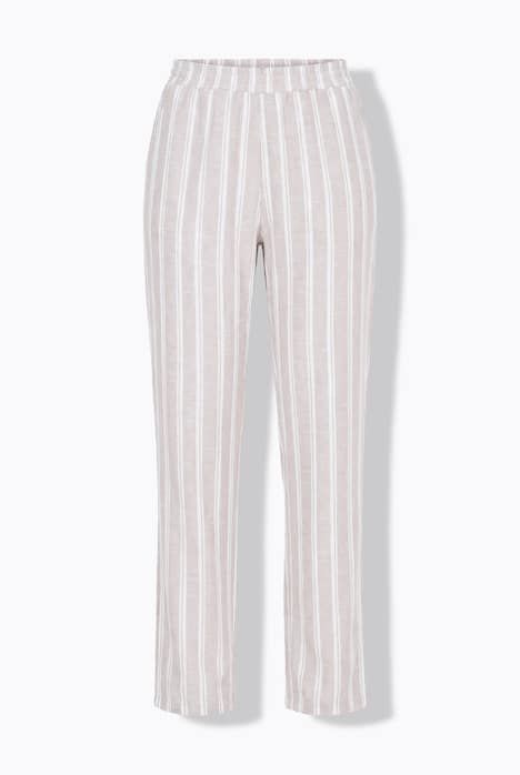 Pantalon Ruby en lin rayé, jambe droite et taille élastique