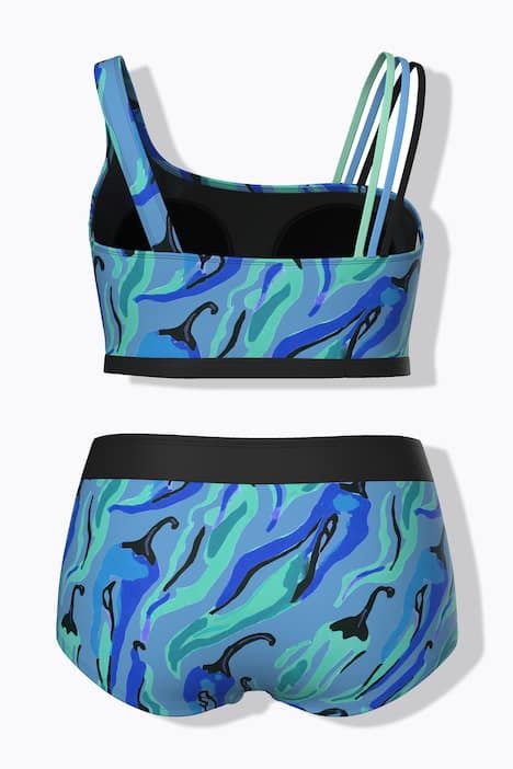 Bikini motif piments, bonnets souples et triple bretelle, matière recyclée