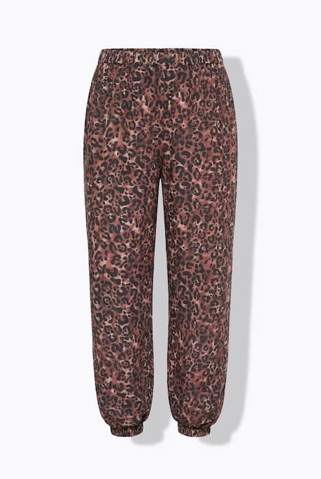 Pantalon Rose, motif léopard, jambe large et taille élastique