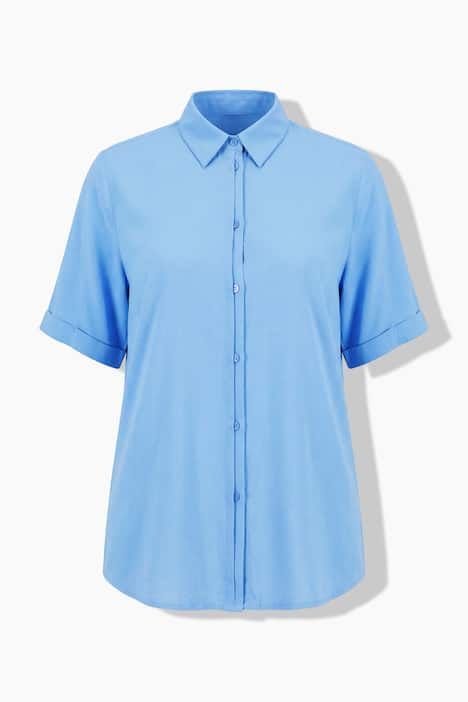 Chemisier coupe évasée, col chemise et manches courtes