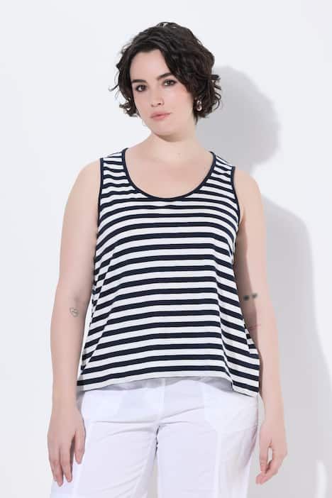Débardeur rayé, décolleté rond et coupe évasée