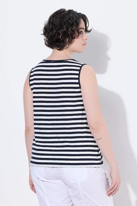 Débardeur rayé, décolleté rond et coupe évasée