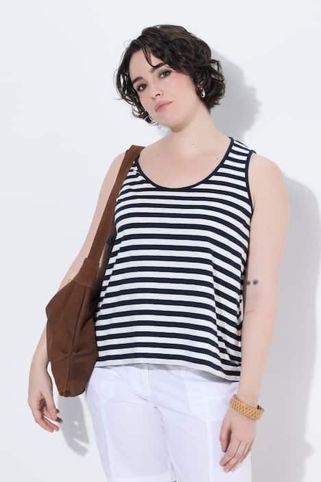 Débardeur rayé, décolleté rond et coupe évasée