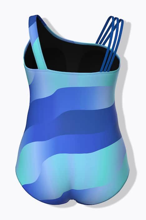 Maillot de bain avec bonnets souples et bretelle triple, motif vagues, matière recyclée