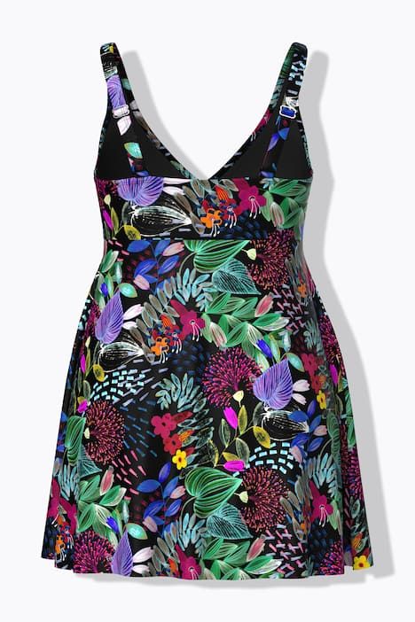 Robe de bain avec bonnets souples, motif floral et décolleté en V