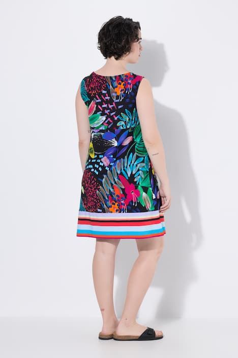 Robe en jersey sans manches, poches et décolleté rond, coupe évasée