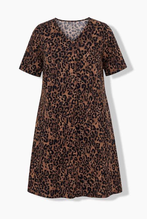 Robe midi avec poches, décolleté en V et manches courtes, coupe évasée