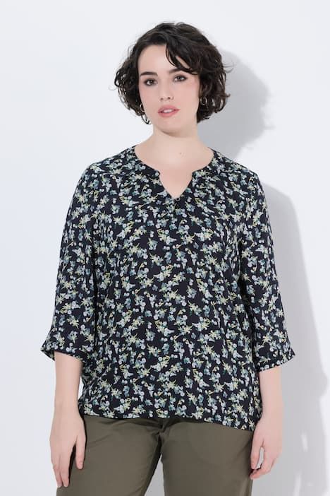 Tunique en modal, col tunisien et manches 3/4