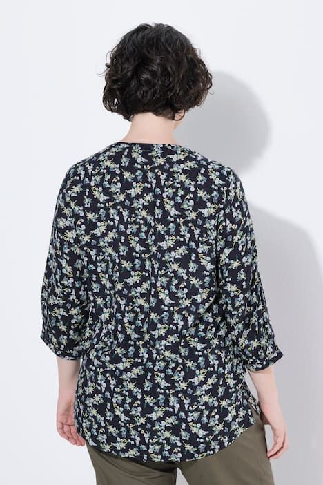 Tunique en modal, col tunisien et manches 3/4