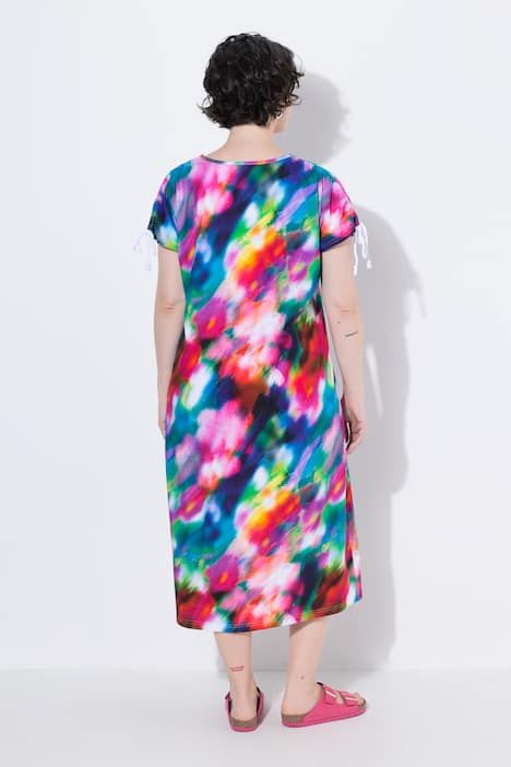 Robe en jersey sans manches, décolleté en V et ruban à froncer sur les manches