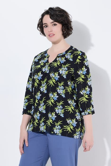 Tunique imprimée, décolleté rond et manches 3/4