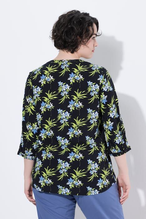 Tunique imprimée, décolleté rond et manches 3/4