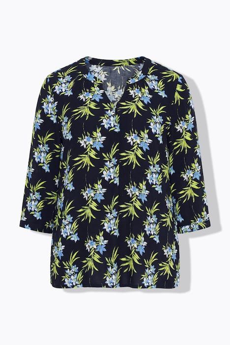 Tunique imprimée, décolleté rond et manches 3/4