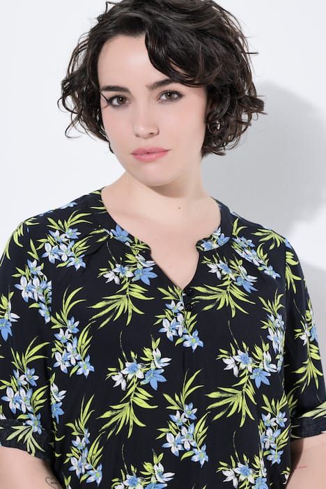 Tunique imprimée, décolleté rond et manches 3/4