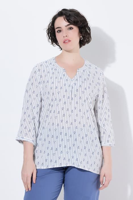 Tunique imprimée, décolleté rond et manches 3/4