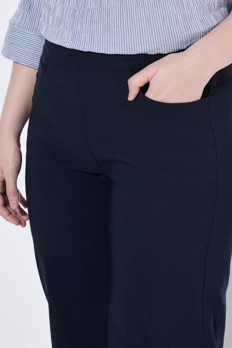Pantalon Mary en bengaline extensible, jambe étroite, taille élastique
