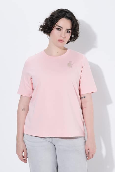 T-shirt avec broderie métallique, décolleté rond et manches courtes