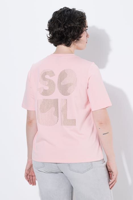 T-shirt avec broderie métallique, décolleté rond et manches courtes