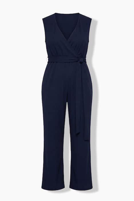 Combinaison sans manches, décolleté en V effet cache-cœur et jambe large