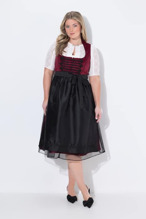 Dirndl sans manches, costume traditionnel bavarois, décolleté carré, dentelle et laçage