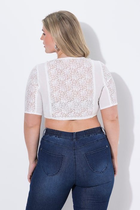 Chemisier traditionnel Dirndl en dentelle, décolleté rond et manches courtes