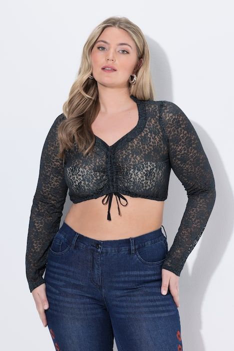 Chemisier traditionnel Dirndl en dentelle, col montant et décolleté carré, manches courtes