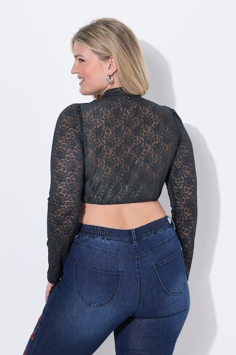 Chemisier traditionnel Dirndl en dentelle, col montant et décolleté carré, manches courtes