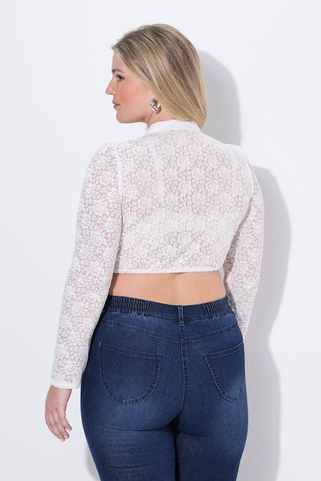 Chemisier traditionnel Dirndl en dentelle, col montant et décolleté carré, manches courtes