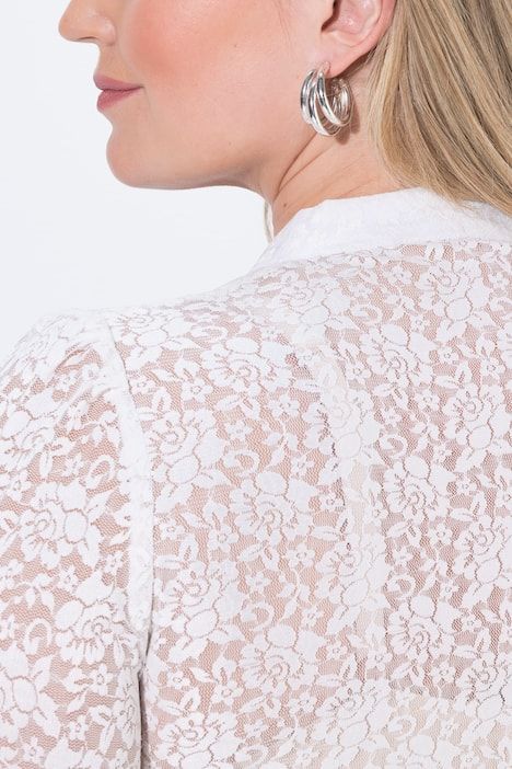 Chemisier traditionnel Dirndl en dentelle, col montant et décolleté carré, manches courtes