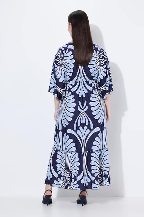 Robe maxi toucher coton, manches Dolman et décolleté en V