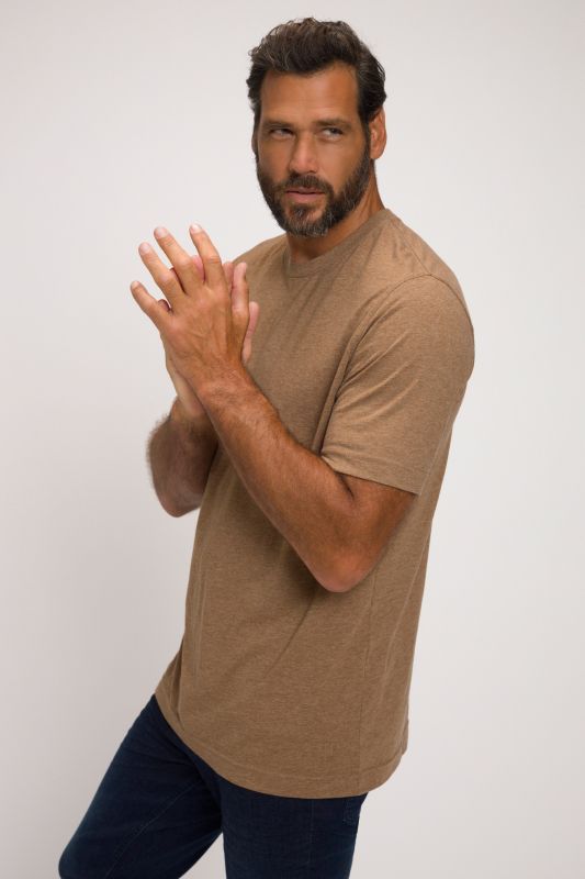 T-shirt Basic en coton peigné, col rond - jusqu'au 8 XL