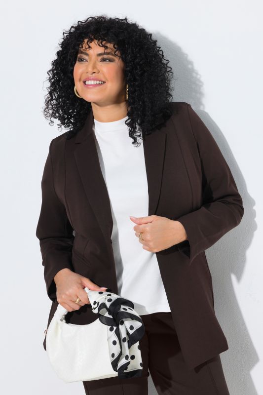 Blazer en jersey stretch, point de Rome. Col à revers, coupe évasée