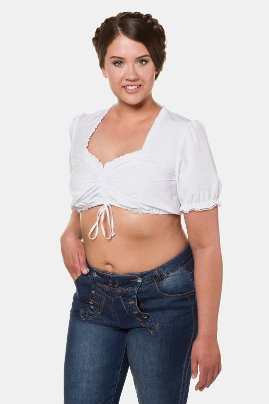 Chemisier traditionnel Dirndl. Col en forme de cœur. Manches courtes à ruchés