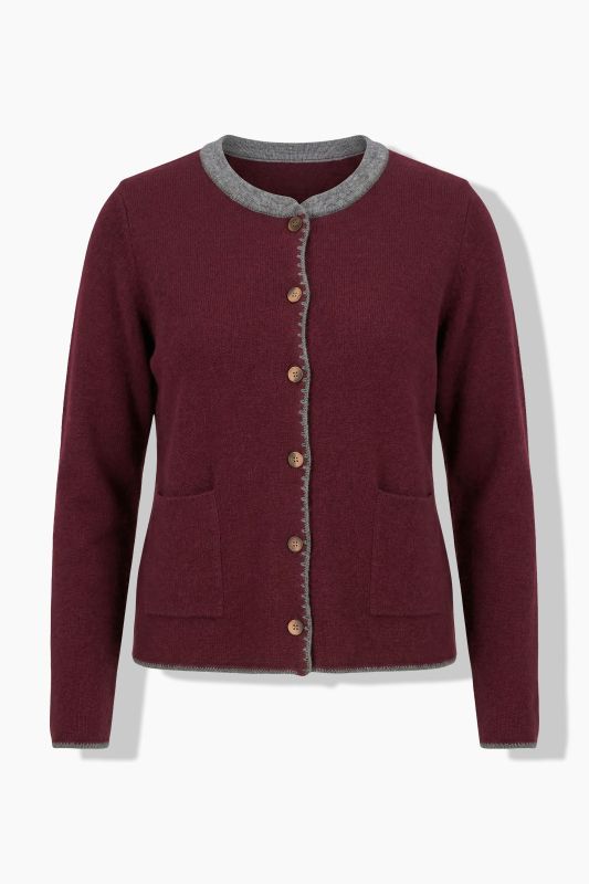 Cardigan à col montant et boutons traditionnels, broderie cerf