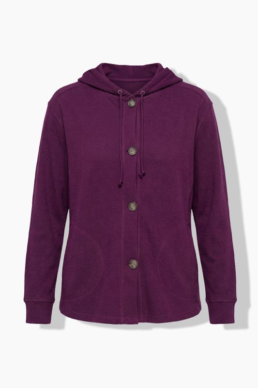 Veste à capuche en molleton de coton bio, texture gaufrée