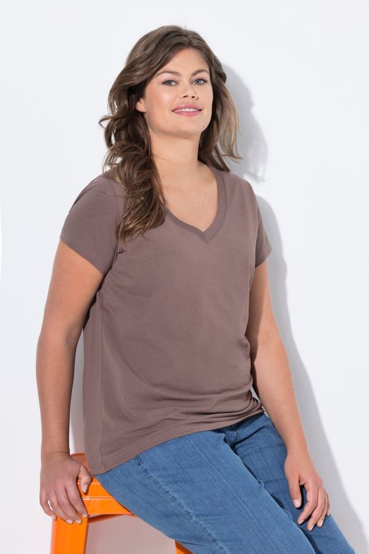 T-shirt à col V et manches 1/2. OEKO-TEX Made in Green