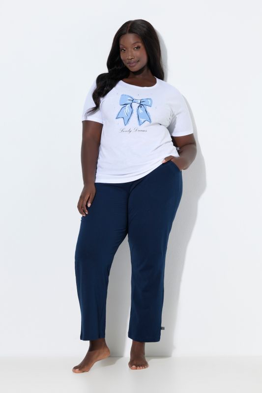 Pantalon de pyjama uni/cœurs, jambe longue