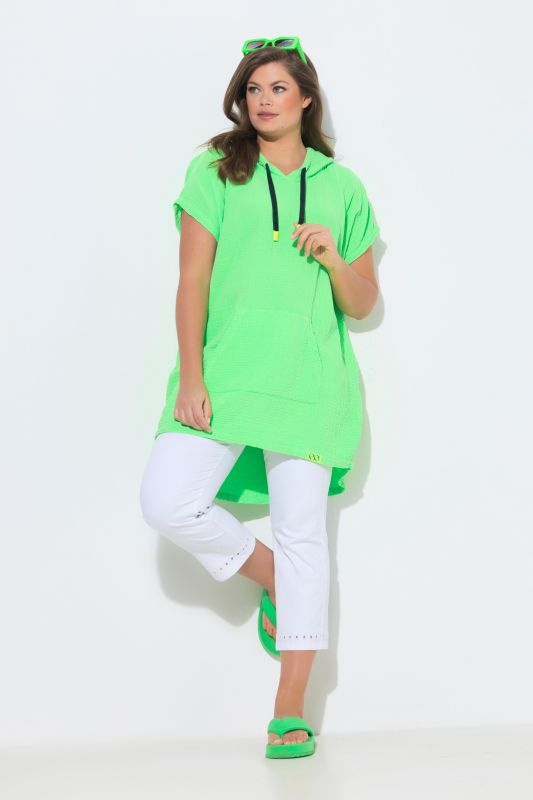 Blouse en mousseline à capuche, manches courtes