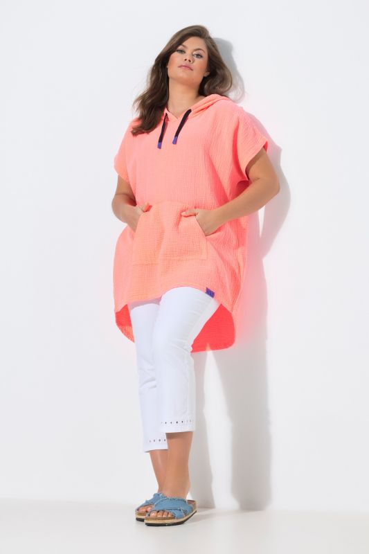 Blouse en mousseline à capuche, manches courtes