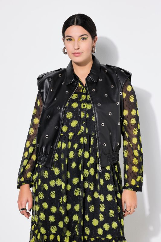 Veste sans manches, coupe Boxy cropped, œillets fantaisie