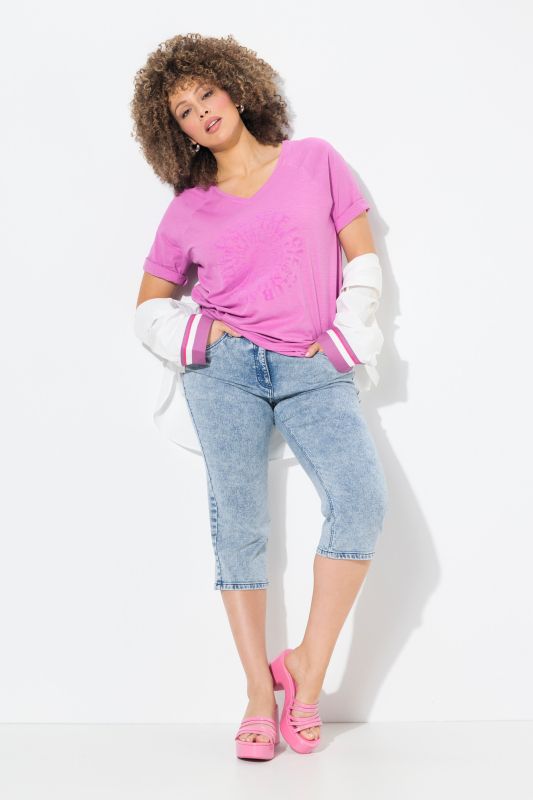 Corsaire Sarah. Molleton aspect jean. Passants pour ceinture