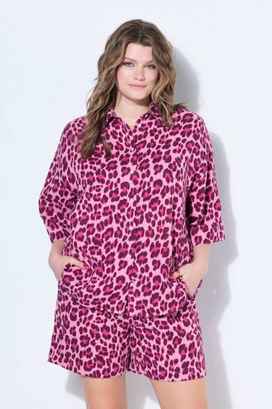 Chemisier oversize en mousseline, imprimé léopard coloré