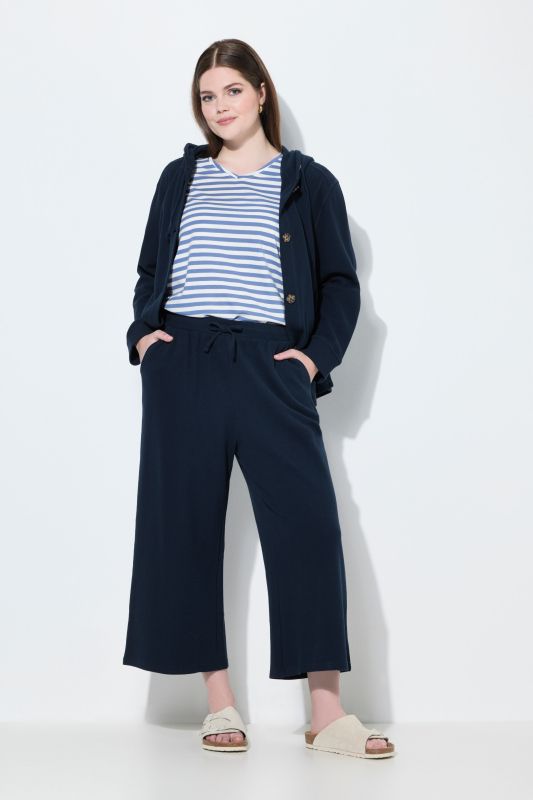 Jupe-culotte en molleton de coton bio, tissu gaufré, jambe large