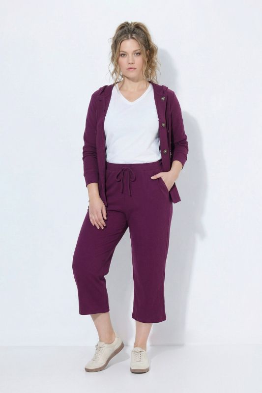 Jupe-culotte en molleton de coton bio, tissu gaufré, jambe large