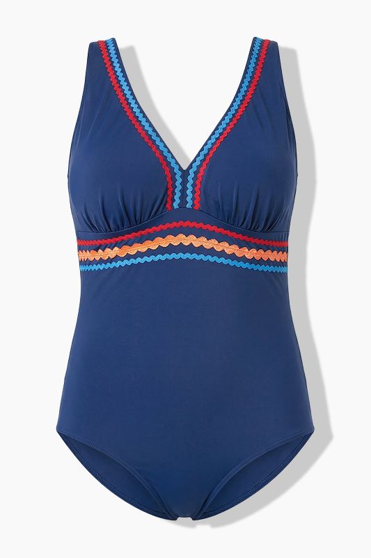 Maillot de bain avec bonnets souples et bordures fantaisie, matière recyclée