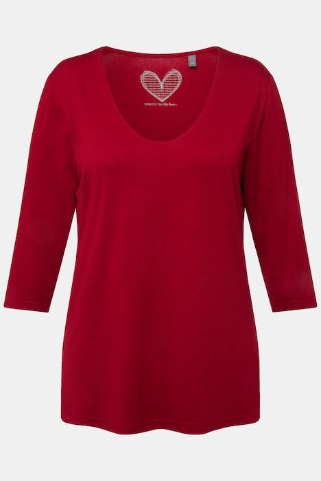 T-shirt avec col en V et manches 3/4 - doublé sur le devant