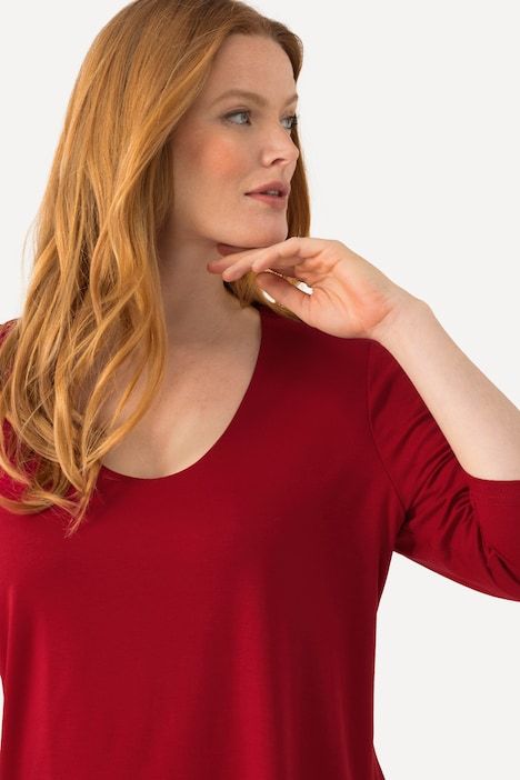 T-shirt avec col en V et manches 3/4 - doublé sur le devant