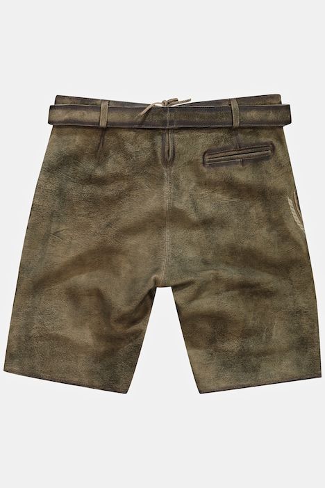 Pantalon en cuir de chèvre, s'inspirant des tenues traditionnelles bavaroises, avec broderies typiques - ceinture en cuir offerte