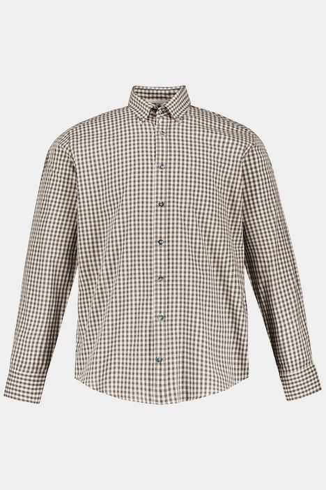 Chemise à carreaux traditionnelle JP 1880, manches longues et col à pointes boutonnées, coupe Modern Fit - jusqu'au 8 XL
